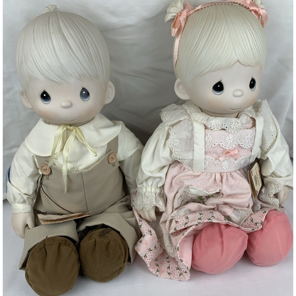 1981 Precious Moments Debbie and Mikey Doll Set of 2 Porcelain Vintage Rare
